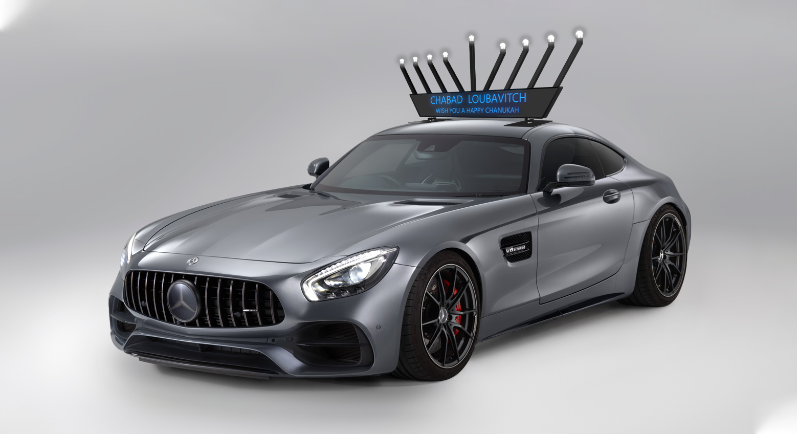 Hanukkiah on a mercedes